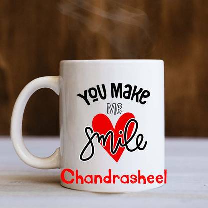 badri creations You Make Me Smile Chandrasheel White Ceramic Coffee Mug