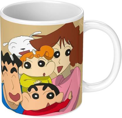 CHHAAP Shinchan Cute Family HD Cartoon Printed Microwafe Safe For Kids Ceramic Coffee Mug