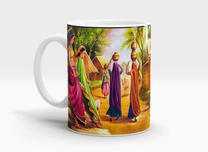 Kalpasakhi World Famous Rajasthani Art Printed White-DES-171 Ceramic Coffee Mug