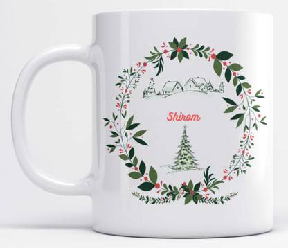 LOROFY Name Shirom Printed Christmas Design White Ceramic Coffee Mug
