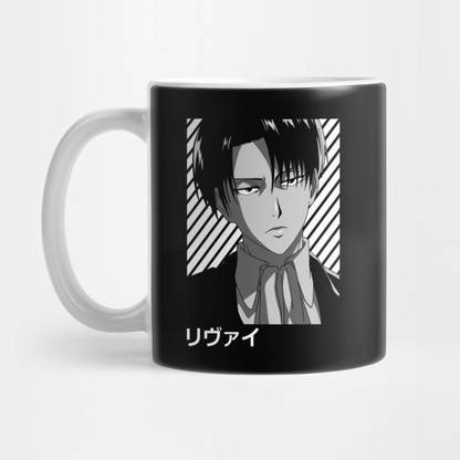 craft maniacs ATTACK ON TITAN LEVI BLACK MUG 330 ML MUG FOR AOT LOVERS Porcelain Coffee Mug