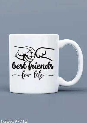 Manorath "Best Friend For Life" "Classic Stylish White Ceramic Coffee Gift For Friends Ceramic Coffee Mug