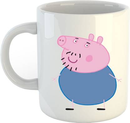 CHARMING Uncle Pig l Peppa Pig Cartoon Printed White Ceramic Coffee Ceramic Coffee Mug