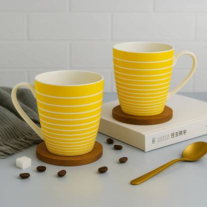 UPC Festival Series Milk/Big Size Cup (300 ml Capacity) Made of Fine Bone China(Set of 2) Ceramic Coffee Mug