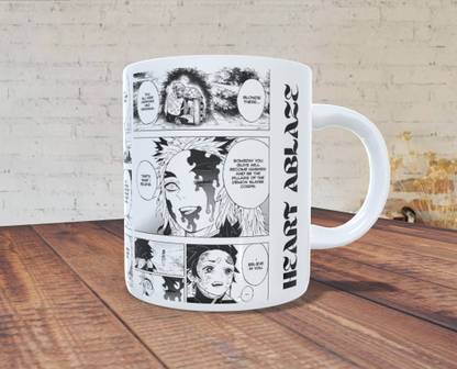 TheAvatarCloset Demon slayer Rengoku white coffee mug, Set your heart ablaze (330 ml) Ceramic Coffee Mug