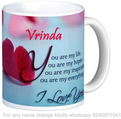 GNS National Romantic Gift for Vrinda Love theme Message Ceramic Coffee Mug