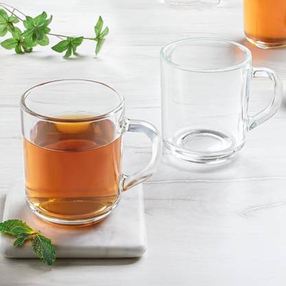 BOROSIL Latte Tea/Coffee Set, Borosilicate Tuff Glass Made in India Cups for Chai Glass Coffee Mug