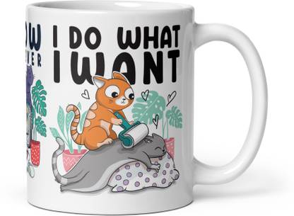 Harvinest Cute Cat Meow cartoon Design White Glossy Ceramic Coffee Ceramic Coffee Mug