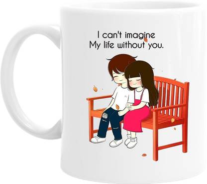 printsbea Printed I Can't Imagine My Life Without You,Love Quotes Ceramic Coffee 02 Ceramic Coffee Mug
