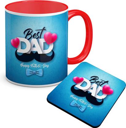 TrendoPrint Fd10 Father's Day Gift Hampers Red Coffee Cup & Coaster Ceramic Coffee Mug