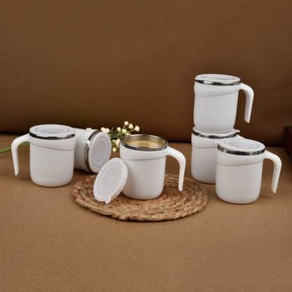 SUGAR Homeware Stainless Steel Double Wall Tea Coffee Cups ands Set Stainless Steel, Plastic Coffee Mug