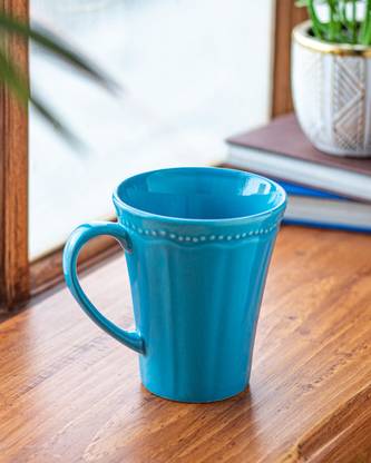 THEDECORKART 'Scalloped Edge' Coffee - Set of 2 Ceramic Tumbler