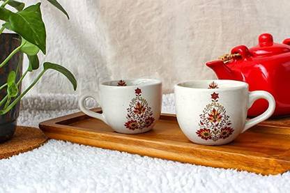 Posh Pitara Ceramic Royal Vienna Coffee Tea Cups - Set of 2 - Floral Prints Ceramic Coffee Mug