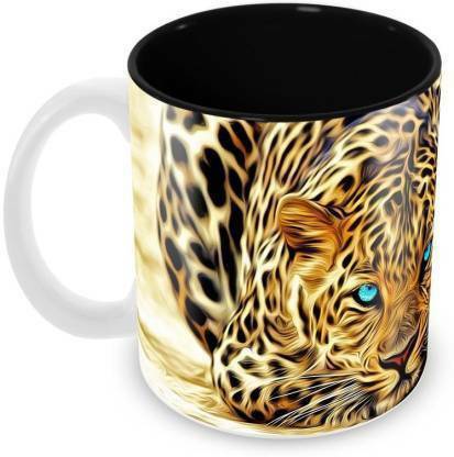 Rainbow Beautiful Printed Leopard inside Black Ceramic Coffee Ceramic Coffee Mug
