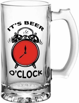 VISHWASH Its Beer O'clock Glass Beer Mug