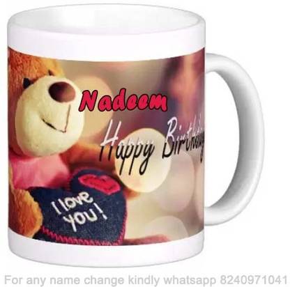 Exocticaa Romantic Happy Birthday Gift for Nadeem Love theme Message 012 Ceramic Coffee Mug