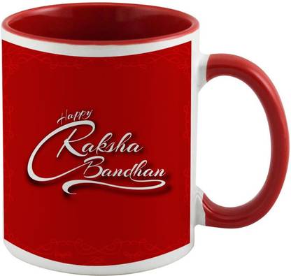 TRENDBIT best happy raksha bandhan red background red mug design on Ceramic Coffee Mug