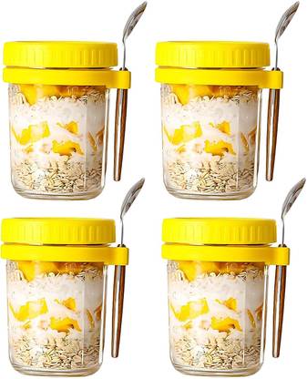 MT BROTHERS GLASS JAR WITH SPOON Glass Mason Jar