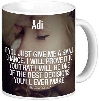 GNS National Romantic Gift for Adi Love theme Message 016 Ceramic Coffee Mug