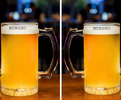 MDNSHO Stylist Crystal Clear Beer with Handle in Freezer Safe Glass Material Porcelain Bath Mug