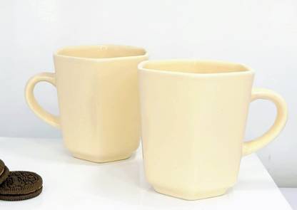 KITTENS Hexagon Shaped Large Coffees, ButterScotch Colour, Ceramic Coffee Mug