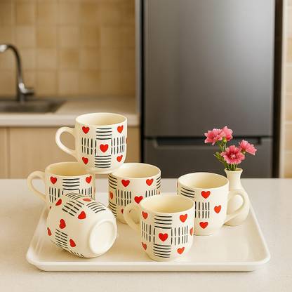 love unlimited Pack of 6 Bone China Tea cup set of 6 for Home/Office/Gifts