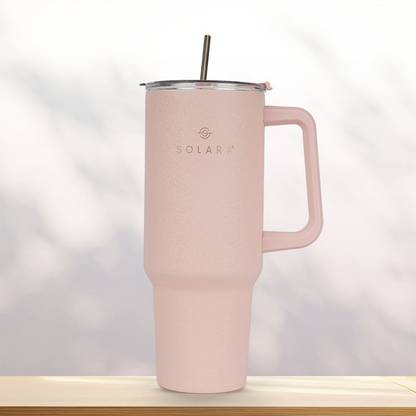 Solara Elixir Insulated with Lid and Straw, Hot & Cold, Office, Gym, Travel,Dusty Pink Stainless Steel Tumbler