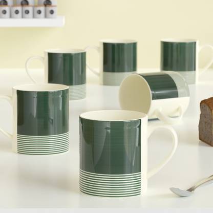 The Earth Store Green Ring' Coffee Set of 6 to Coffees Microwave Safe Ceramics Ceramic Coffee Mug