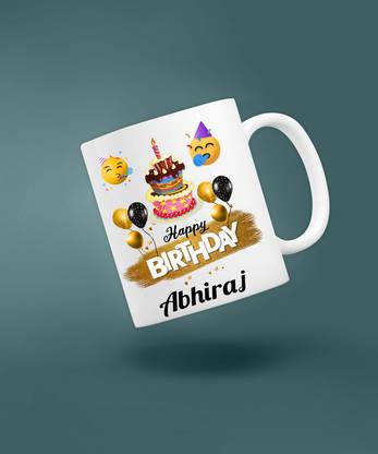 badri creations Happy Birthday Abhiraj Super White Coffee mug Ceramic Coffee Mug