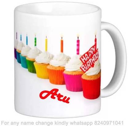 Exocticaa Happy Birthday Gift for Aru Cake theme Message 022 Ceramic Coffee Mug
