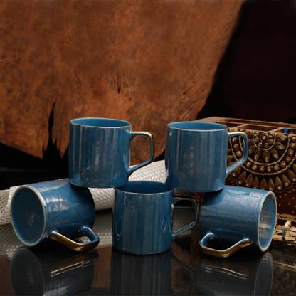 Bharat MOP Texture Blue Luster Porcelain Coffee Mug