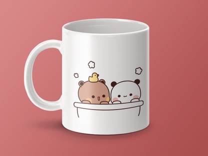 craft maniacs BUBU DUDU BATHTUB ART PRINTED 330 ML WHITE MUG FOR BUBU DUDU LOVERS Ceramic Coffee Mug
