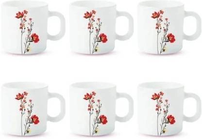 BOROSIL 6N 18CL CHRYS RED MUG SET Opalware Coffee Mug