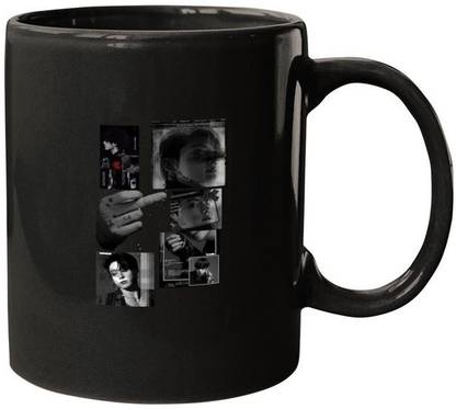 craft maniacs JUNGKOOK AESTHETIC ART 330 ML BLACK COFFEE MUG FOR BTS ARMY Porcelain Coffee Mug