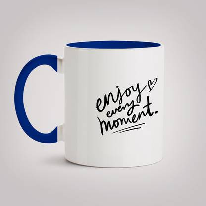 MOTIVATE BOX Ceramic Dark Blue Inner Colour Coffee printed design Enjoy Every Moment Ceramic Coffee Mug