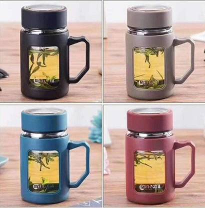 LAPANI ENTERPRISE Inner Glass Outer Plastic Travel/Coffee with Transparent Window Plastic Coffee Mug