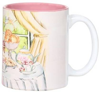 KOLOROBIA English Garden Party Scene Dual Tone Ceramic Coffee Mug