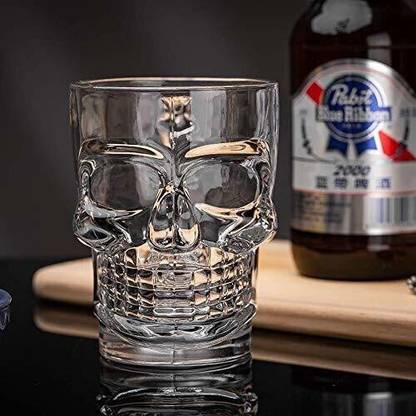 JIGSHTIAL (Pack of 2) Skull Beer 540ML for Your Home Bar|Large Glass Beer for Party|crystal glass Glass Set (540 ml, Glass) Glass Beer Mug