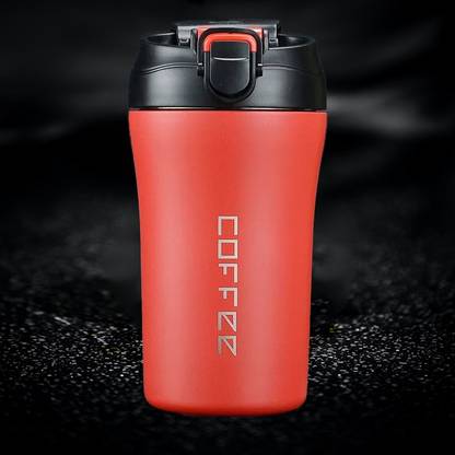 UniKart Cherry Red Insulated SS Coffee Tumbler with 2-in-1 Flip Up Straw & Sip Lid Stainless Steel Tumbler