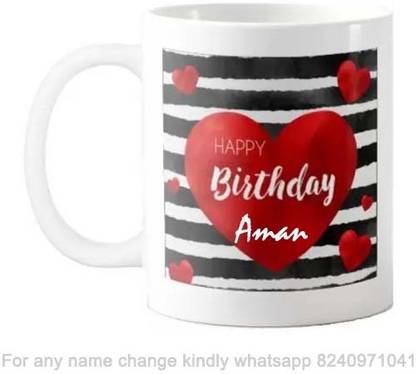 GNS National Romantic Happy Birthday Gift for Amina Love theme Message 066 Ceramic Coffee Mug