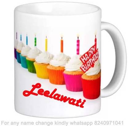 Exocticaa Happy Birthday Gift for Leelawati Cake theme Message 022 Ceramic Coffee Mug