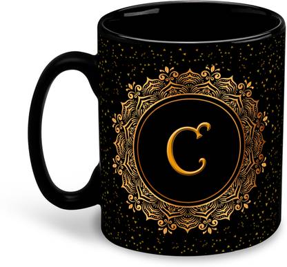 whats your kick C Name Alphabet Printed Black Patch Coffee Cup & - D3 Ceramic Coffee Mug