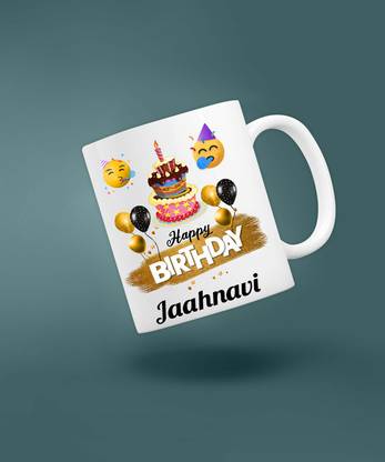 badri creations Happy Birthday Jaahnavi Super White Coffee Ceramic Coffee Mug