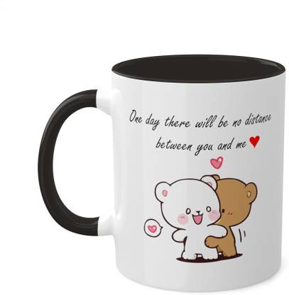 Couples Emotion bubu dudu one day there will be no distance Inner Black Gift For Couples Ceramic Coffee Mug