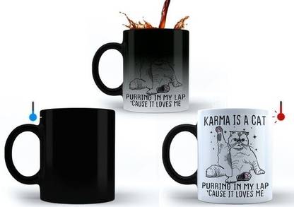 craft maniacs TAYLOR SWIFT KARMA CAT PRINTED MAGIC COLOR CHANGING MUG FOR SWIFTIES Porcelain Coffee Mug
