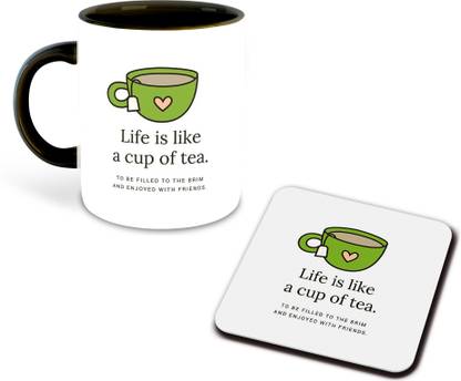 व्हाट्स योर किक CSK Tea Lover Funny Quotes Printed Black Coffee With Coaster D-1 सिरेमिक मग