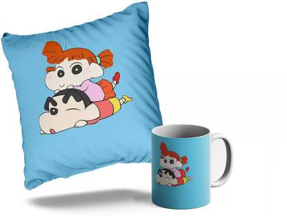 Tee Mafia Shinchan And Himawari Combo Pillow And Ceramic Coffee Mug