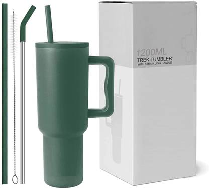 INDIWARRIOR 40oz Tumbler With Handle And Straw With Lid, Double Wall Insulated Vacuum Sealed Stainless Steel Tumbler
