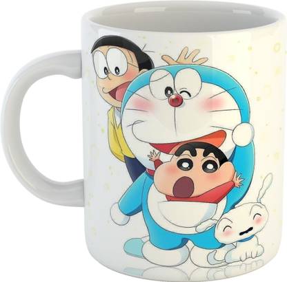 Clovez Doraemon Nobita Cartoon Printed Ceramic Coffee 11oz Multicolor Birthday Gift for Kid's,Boy's,Girl's Coffee,Tea,Milk 330ML White Coffee Ceramic Coffee Mug