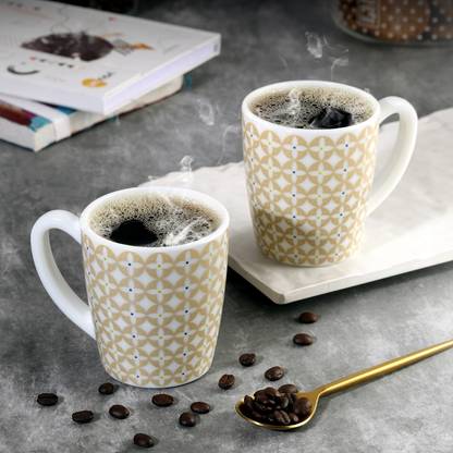 cello Milano Pom Pom Opalware, Set of 2, 270 ml Ceramic Coffee Mug